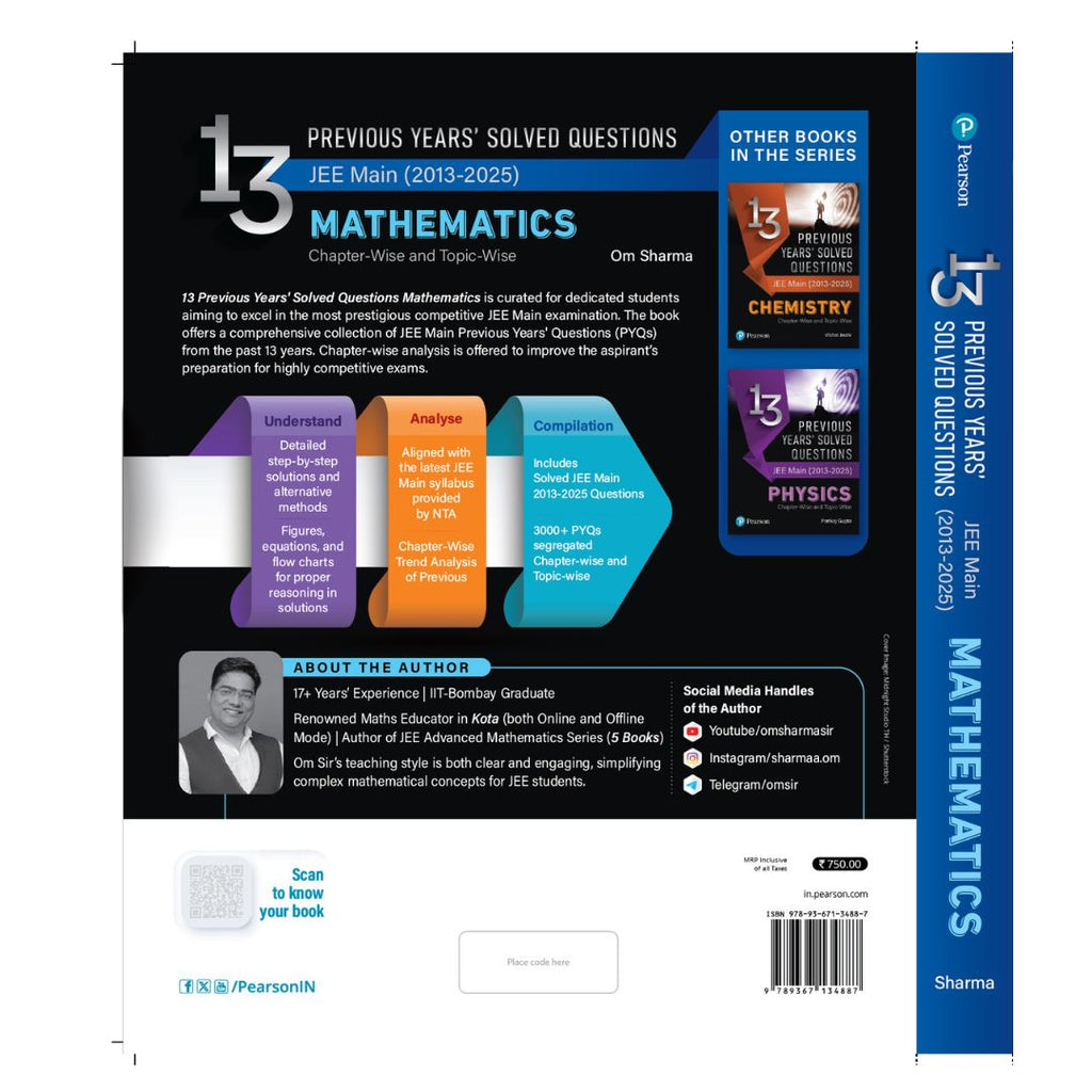 Pearson: 13 Years JEE MAIN Maths PYQ Book by Om sharma Sir