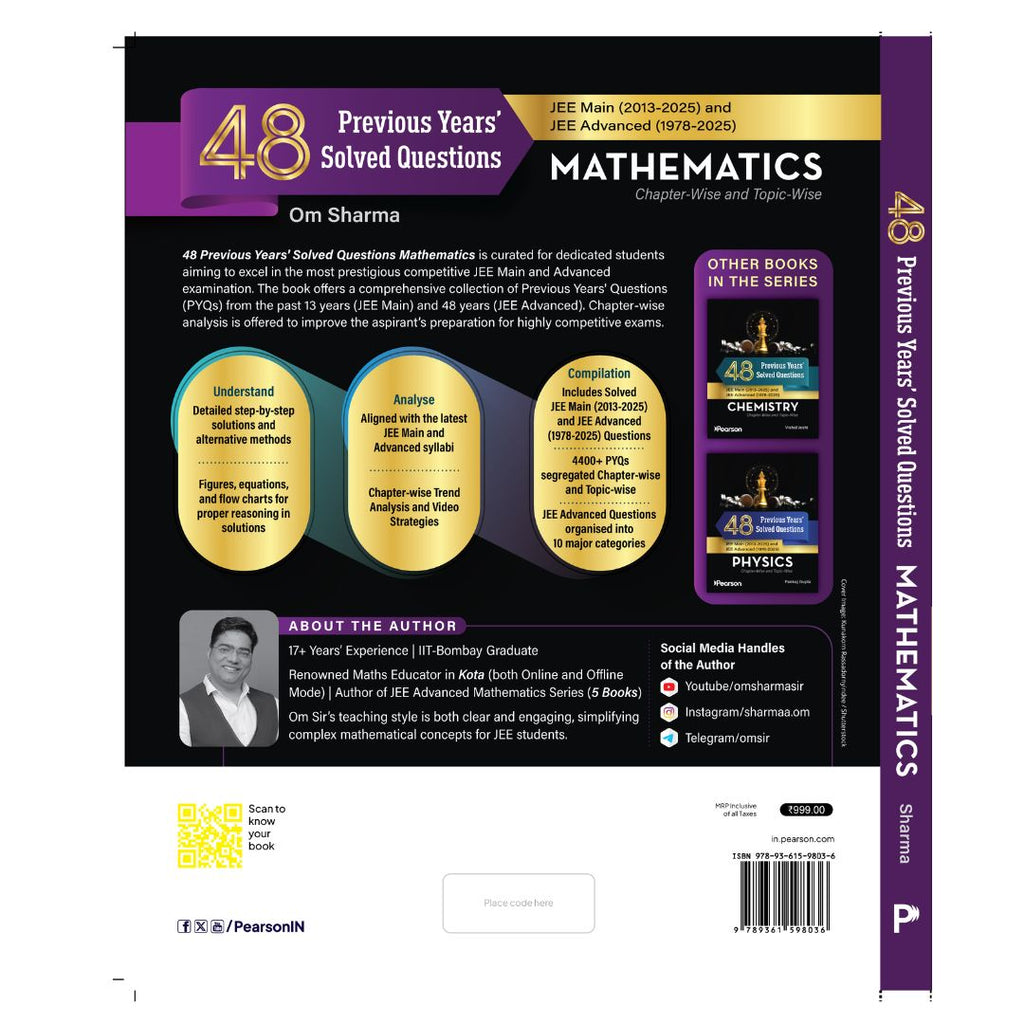 Pearson: 48 Years JEE Main & Advanced Maths PYQ Book by Om Sharma Sir