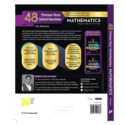 Pearson: 48 Years JEE Main & Advanced Maths PYQ Book by Om Sharma Sir