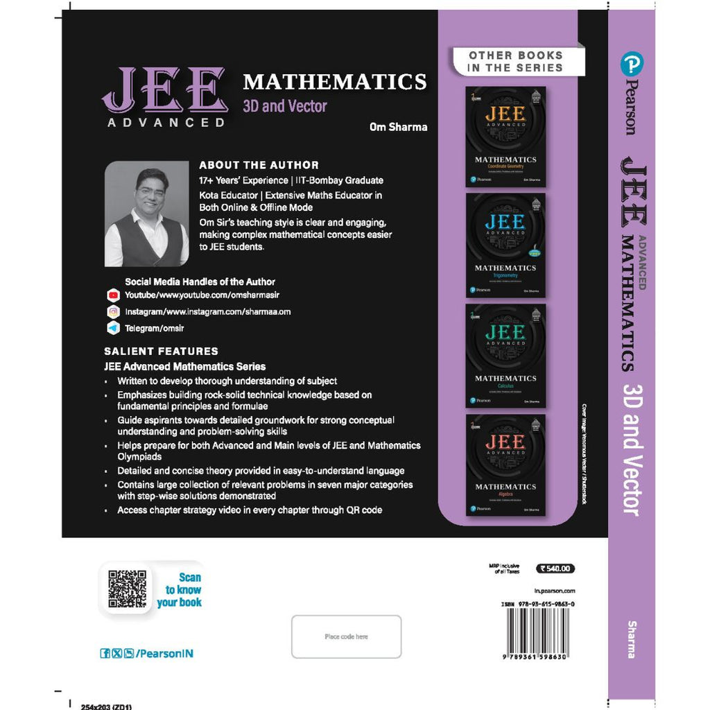 Pearson : 3D & Vectors JEE Advanced Book by Om Sharma Sir